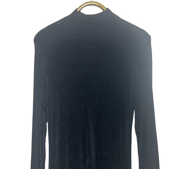 Apparel World Size Large Black Mock Neck Long Sleeve Pullover Maxi Dress - Picture 3 of 8